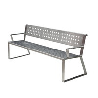 Banquettes d'extérieur en acier pour parc public, jardin, extérieur, patio, arrière-cour, bancs rustiques en métal avec dossier