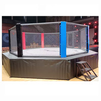 Cage d'octogone de MMA professionnelle surélevée avec logo personnalisé, cadre en acier inoxydable, cage de combat étanche pour compétitions MMA UFC et salles de sport