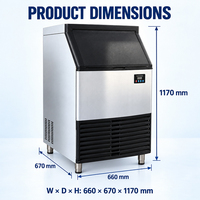 Machine à glaçons commerciale 65 kg avec stockage, contrôlée par PLC, 220 V, pompe à eau, pour salon de thé, bar, restaurant