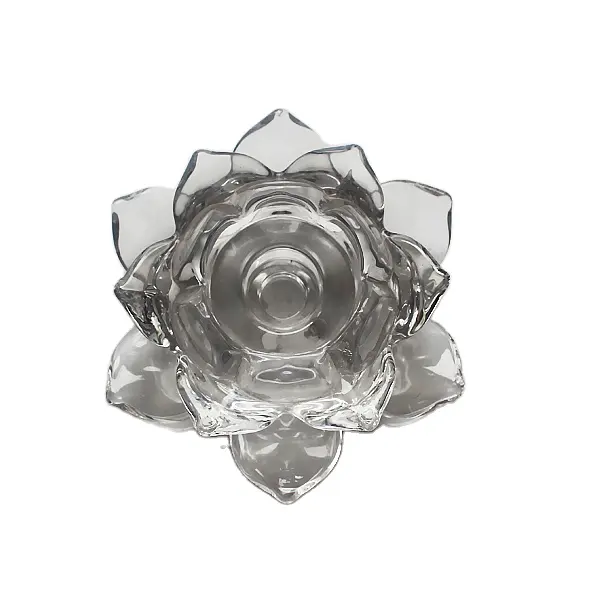Portacandele <span class=keywords><strong>tealight</strong></span> in vetro decorativo con motivo floreale di loto cristallino