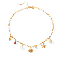 Collier à breloques DIY Série Océan avec pendentifs étoile de mer, coquillage et perle pour femme