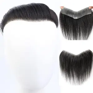 Herren Haaransatz Toupee 100% Echthaar Frontal Haar teile 6 Zoll V-Form Haar PU Schuss Haut Basis Mann Haare rsatz einheit