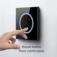 Prise murale universelle G12 noire standard britannique à 3 trous avec interrupteur à intensité variable, ports USB-A et USB-C, panneau en verre IP20, indicateur LED
