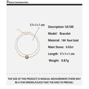 Hot Koop Classic Design AU750 18K Real Natuurlijke Diamant Solid Gold Charms Armband Sieraden