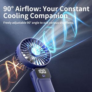 Ventilateur portable de poche avec écran LED numérique, design pliable, sangle de suspension, batterie au lithium 1200 mAh - Product Image 2