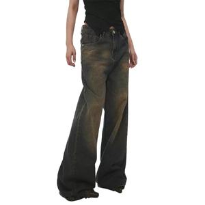 Jeans Deslavados Personalizados para Mujer, 100% Algodón, Alta Calidad, Estilo Vintage, Corte Recto, Holgados, Estilo Y2K - Product Image 2