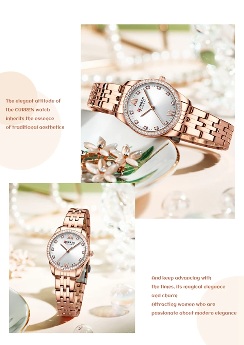 New CURREN Watch for Women High Quality Quartz Watches Luxury Diamond Case 3ATM Waterproof Watch Fashion Sports Men's Model 9086