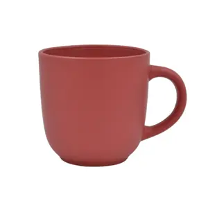 Tazza in ceramica rossa opaca da 15 once di grandi dimensioni per la promozione con logo aziendale personalizzato