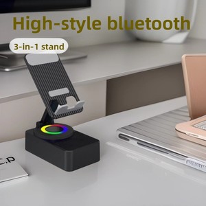 Soporte para Teléfono Móvil Tres en Uno para Altavoz Pequeño, Plegable, Giratorio, con Luces, Multifuncional, Portátil, de ABS - Product Image 2