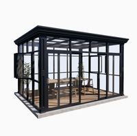 Véranda de villa autoportante en alliage d'aluminium et verre, design moderne, pour patio, avec moulures de toit incliné et verre trempé, à monter soi-même
