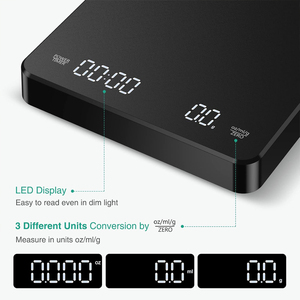 टाइमर 3 किलो/0.1g usb रिचार्जेबल स्मार्ट फूड वेट स्केल काले मिनी इलेक्ट्रॉनिक कॉफी स्केल - Product Image 3