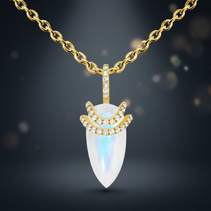 Opal Arrow Pendant <b>Necklace</b> 18K Gold Plated With Diamond Accents Channel Setting Unisex Luxury Link Chain Everyday Wear - Product Image 2