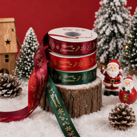 Ruban de Noël en polyester de qualité, ruban en satin de 2,5 cm, ruban cadeau en gros, ruban d'emballage, ruban de fête, ruban décoratif