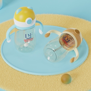 Gobelet d'apprentissage PPSU pour bébé, 300 ml, avec paille à bouton-poussoir et poignées, mignon, anti-fuite et compatible <span class=keywords><strong>lave</strong></span>-<span class=keywords><strong>vaisselle</strong></span> - Product Image 3