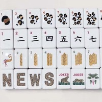 Jeu de Mahjong américain en acrylique rose superposé, 160 tuiles, motif léopard, Joker, Dragon, Phénix, jeu de Mahjong de luxe