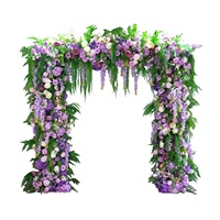 Arche de mariage style forêt avec arrangement floral, toile de fond carrée extérieure de 2,4 m avec support pour fêtes et cérémonies de mariage