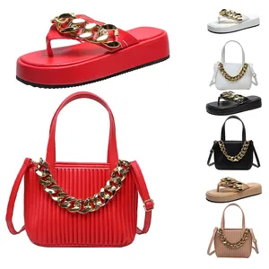 New Arrival Ladies Leather Purse Chain Shoulder Bag Shoe And Purse Match Sets Sandals And Purse Sets