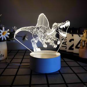 Changing 3D Acrylic Panel Children's Bedroom Table Lamps 3D <b>LED</b> Dinosaur Night <b>Light</b> 7 Color - Product Image 2