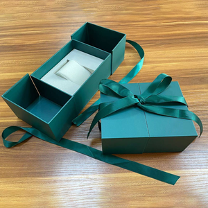Caja de Regalo para Reloj de Una Sola Ranura, Estilo Vintage, Color Verde, con Lazo y Logotipo Personalizado, Apertura Doble, Venta al Por Mayor de Fábrica - Product Image 1