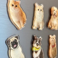 Aimant de réfrigérateur en acrylique pour photos d'animaux, portrait de chat ou de chien, souvenir en forme de personnage, artisanat en acrylique