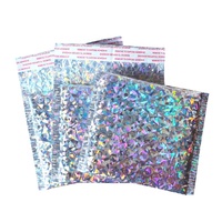 Sac à bulles holo laser réfléchissant en argent aluminisé pour l'emballage de boucles d'oreilles et de pierres précieuses en feuille d'aluminium