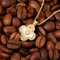 Collier pendentif trèfle à quatre feuilles Mylove en laiton plaqué or 18 carats avec zircon cubique motif soleil, chic et porte-bonheur, pour femme, idéal pour les tenues quotidiennes