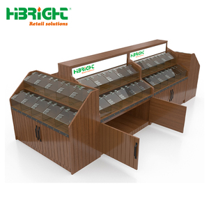 Estante de exhibición de alimentos a granel de madera para supermercado, mostrador de dulces con estantes tipo isla, contenedores de acrílico y gabinete de almacenamiento - Product Image 6