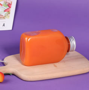 Botol plastik makanan hewan peliharaan portabel, botol jus buah labu datar 350ml, cincin tarik minuman teh susu cair layar tertutup - Product Image 3