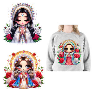 グアダルーペの聖母マリア 西洋の神の母 祈る姿 アイロン接着 DTF 熱転写ステッカー 衣類用 - Product Image 1