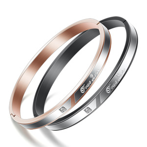 Pulsera de Pareja Abrible de Acero Inoxidable de Dos Tonos, 8MM, Diseño Geométrico con Pedrería, Regalo para Él y Ella, Joyería Unisex - Product Image 1