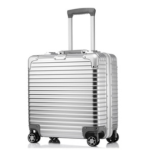 Aluminum Frame Carry-On <b>Suitcase</b> 18-Inch Trolley Case With Lock Business Travel Unisex Solid Color - Product Image 5