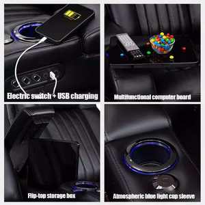 Sofá de cuero minimalista moderno para oficina y sala de estar, sofá de cine prensado para SALA DE TV con características extensibles y de masaje - Product Image 5