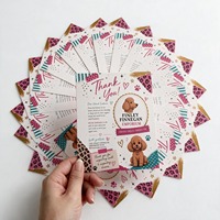 Cartes de visite de remerciement avec emballage en papier kraft, pelliculage brillant, impression offset