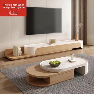 Extendable Coffee <b>Table</b> TV Cabinet Storage Space <b>Foldable</b> Design for <b>Small</b> Living Rooms; Modern Minimalist Solid Walnut Wood - Product Image 2
