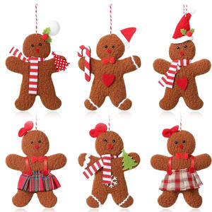 8649 Ornements personnalisés en peluche de style classique en forme d'homme en pain d'épices pour la décoration suspendue de l'<span class=keywords><strong>arbre</strong></span> de Noël et du foyer, ornements en peluche en forme de pain d'épices - Product Image 1