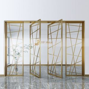 EX324 Luxury Modern Gold SUS Carved Decorative Laser Cut Stainless Steel Foldable Multifunctional Partition <b>Screen</b> <b>Panel</b> - Product Image 5