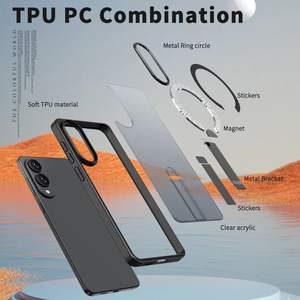 Étui de téléphone magnétique en métal pour Galaxy <span class=keywords><strong>S22</strong></span> / S23 / S24 / S25 Series, coque de protection semi-transparente avec support - Product Image 4