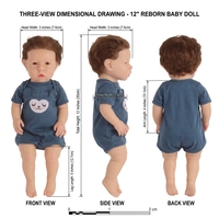 Poupée Reborn réaliste en silicone de 12 pouces, faite à la main, nouveau-né réaliste avec salopette à motif d'ours, cadeau pour filles et collectionneurs