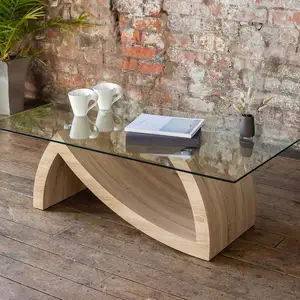 Soggiorno mobili MDF di legno tabella di tè design in vetro tavolino