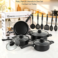 Livraison Rapide, Ensemble de 13 Ustensiles de Cuisine en Métal Économique, Batterie de Cuisine à Induction, Ensemble de Casseroles et Poêles