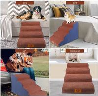 Rampe pour chien à 3 niveaux en coton tissé, lits/canapés en mousse à mémoire de forme, amovibles, lavables, antibactériens, imperméables, couleur personnalisable