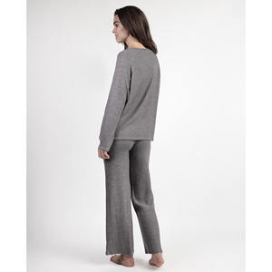 Admas ชุดนอนผู้หญิงแขนยาวผ้านิ่มระบายอากาศได้ดี, ชุดนอนสำหรับผู้หญิงเอวยางยืดติดกระดุมปรับแต่งได้ฟรีสำหรับฤดูใบไม้ผลิฤดูใบไม้ร่วง - Product Image 3