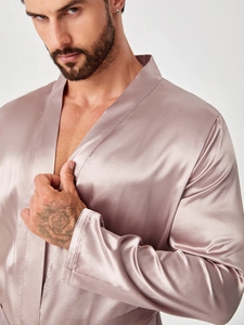 Peignoir de bain personnalisé de luxe pour hommes 100% Pure <span class=keywords><strong>soie</strong></span> Satin <span class=keywords><strong>Kimono</strong></span> de sommeil pour hommes - Product Image 5