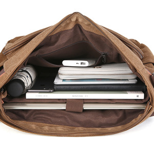 Sac à bandoulière vintage en toile pour homme, sacoche d'affaires pour ordinateur, grande capacité, convient aux ordinateurs portables de 15,6 pouces - Product Image 4
