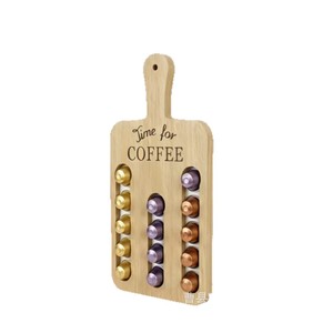Estante de almacenamiento de cápsulas de café de madera para montar en la pared, estante de exhibición de cápsulas de café de madera maciza, organizador de almacenamiento de cocina sin necesidad de taladrar. - Product Image 2