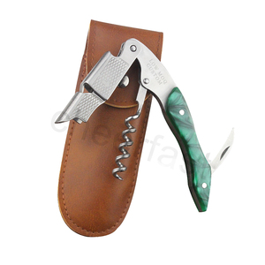 Low Moq Support Top Lid And Tray Gift Box Packaging Customized Resin Handle Corkscrew Green For Bartender Resin Opener Corkscrew