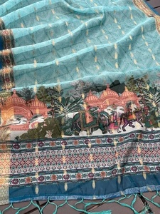 ผ้าคลุมไหล่ออร์แกนซ่าพิมพ์ลายดิจิทัลสไตล์ชาติพันธุ์ ลดราคาพิเศษ สำหรับงานตัดเย็บเสื้อผ้าและชุดเดรส - Product Image 3