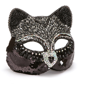 <span class=keywords><strong>Masque</strong></span> vénitien demi-visage en plastique orné de diamants, exquis et haut de gamme, motif chat et renard, <span class=keywords><strong>fait</strong></span> <span class=keywords><strong>main</strong></span> - Product Image 6