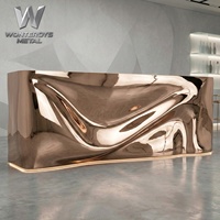 Barra de Bar de Acero Inoxidable 304, Mostrador de Bar con Espejo, Mesa de Trabajo, Expositor, Mostrador de Recepción de Metal para Diseño de Hoteles