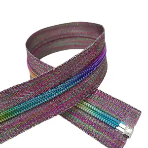 Borsa con cerniera colorata cerniera in nylon filo trasparente cerniera per denti arcobaleno brillante